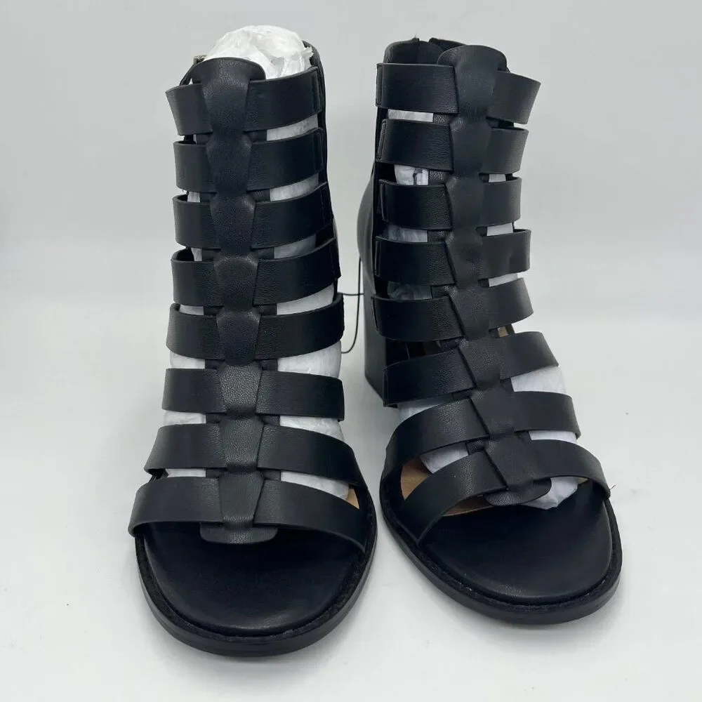 New Torrid Black Side Zip Caged Block Heels - Size 8W